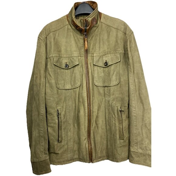 40 Overland Distressed Suede 2 Pocket Leather Jacket Trucker Bomber Biker Moto - Picture 1 of 8